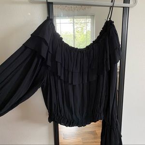 Cute black off the shoulder top!